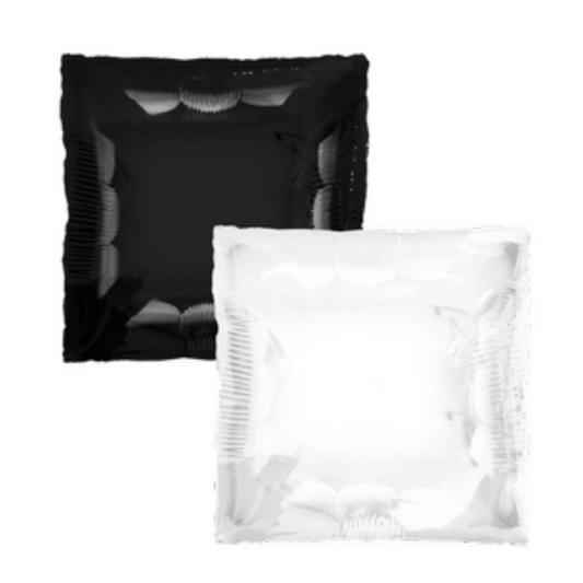24" Etc. Tuftex Squared Black & White - 2 Sided Square Foil Balloon | 1 Count
