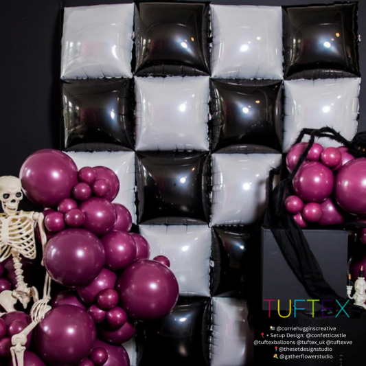 24" Etc. Tuftex Squared Black & White - 2 Sided Square Foil Balloon | 1 Count