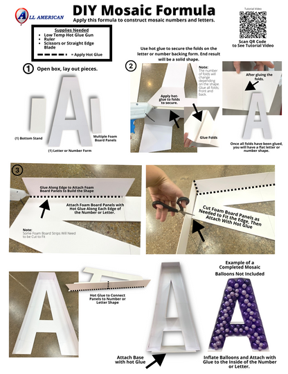 47" DIY Mosaic Number Balloon Frame (Balloons Not Included)