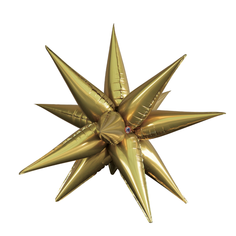 27.5" AAB Designer Vintage Gold Matte Starburst Foil Airfill Balloon | 1 Count