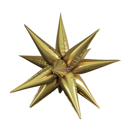 27.5" AAB Designer Vintage Gold Matte Starburst Foil Airfill Balloon | 1 Count